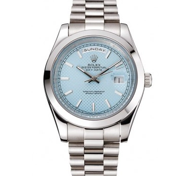 Aaa replica watch 40 Blue Case Ice Bracelet Dial Steel And Stainless Rolex Date Day 0618